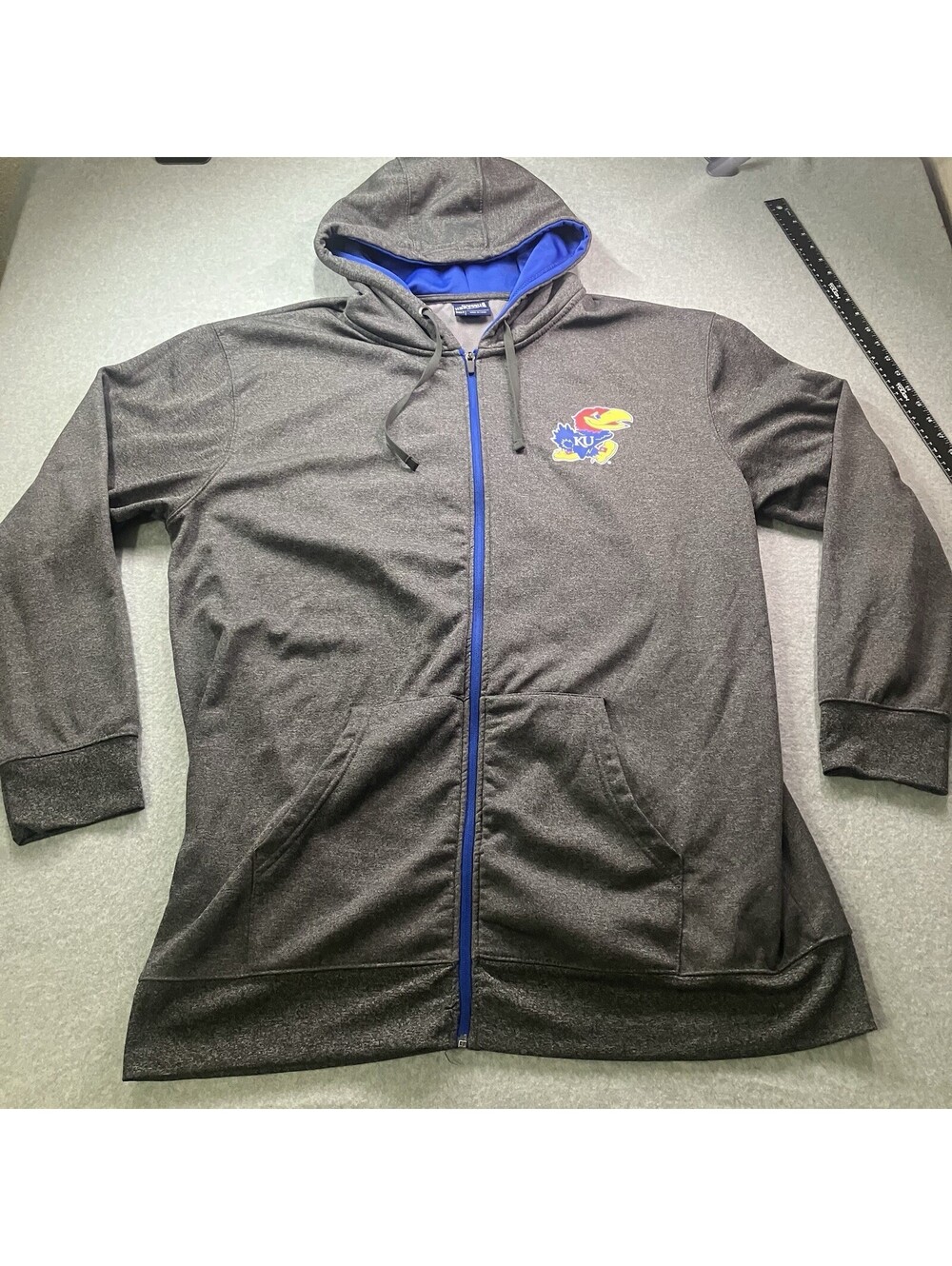 Campus Heritage Kansas Jayhawks Mens Full Zip Hoodie Gray 3XLT